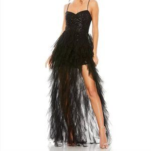 MAC DUGGAL black sequin hi-low tulle dress (PROM/WEDDING) BRAND NEW - size 0 -
